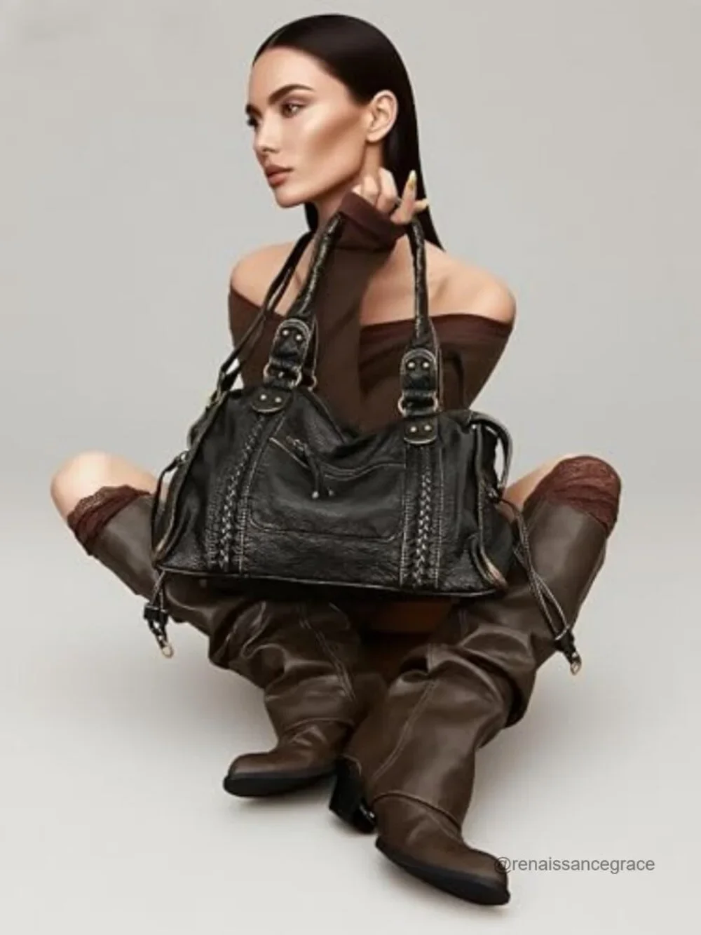 Y2K Hobo Bag Large Tote Soft Faux Leather Crossbody Vintage Shoulder Purse